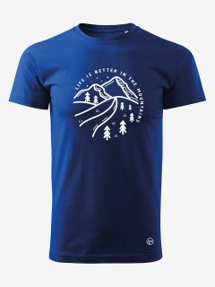 Pánské tričko LIFE IS BETTER IN THE MOUNTAINS (VÝPRODEJ) Velikost: L, Barva: Modrá