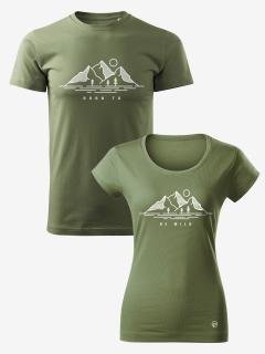 Trička pro páry BORN TO BE WILD Velikost pro něj: XL, Velikost pro ní: XL, Barva: Khaki