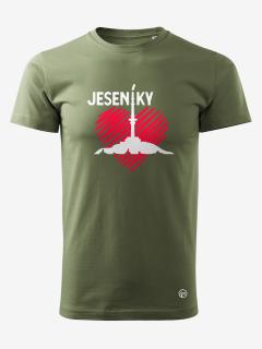 Tričko JESENÍKY - SRDCE pánské Velikost: XL, Barva: Khaki