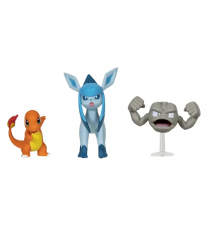 Pokémon - sada figurek - Battle Figure Set (Charmander, Glaceon, Geodude)