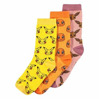 Pokémon - set třech párů ponožek - Pikachu, Charmander & Eevee Ponožky: 39-42