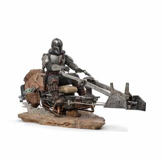 Star Wars The Mandalorian Deluxe Art Scale -  soška - Mandalorian on Speederbike