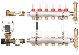 Sestava rozdělovač/sběrač BASE INOX K5 6085690-MIX nerezový, se směšováním pro 11 okruhů