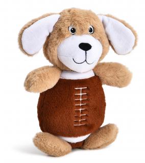 Plyšová hračka ve tvaru psa - 31x23 cm (Roztomilá plyšová hračka ve tvaru psa. Břicho psa je ve tvaru míče na rugby, což usnadňuje úchop hračky a její házení. Hračka je při kousání tiše píská.)
