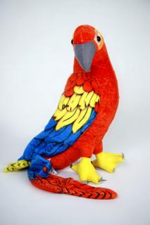 Nádherný plyšový papoušek Ara, červený