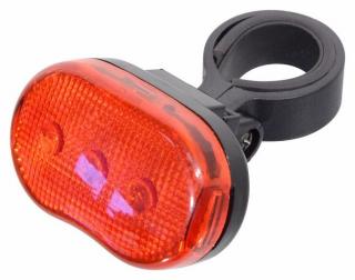 Cyklosvětlo zadní 3LED červené 3 funkce (Univerzální zadní svítilna na jízdní kolo, osazena 3x vysoce svítivou LED, červené světlo. )