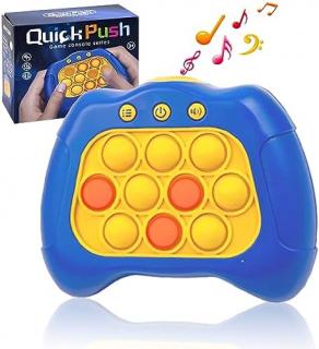 Elektronická senzorová hra pro děti - Quick Push (Objevte herní konzoli QuickPush, která stimuluje reaktivitu a soustředění vašeho dítěte. Herní konzole má tvar gamepadu a je vybavena bublinami, které lze mačkat a představuje tak zábavnou alternativu k tr