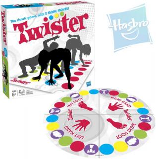 SPOLEČENSKÁ HRA TWISTER (Twister je hra vhodná pro všechny dospělé a děti od 6 let věku. Je to dětská hra která protáhne vaše tělo, zauzluje všechny údy a podpoří dětskou soutěživost. Nová verze oblíbené hry, je doplněná o další úkoly, které si hráči vymý
