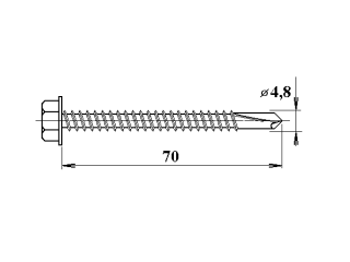 Šroub do železa TEX 4,8 x 70 mm šestihranná hlava PK140