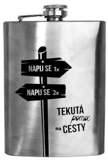 Likérka / placatka nerez 240 ml &quot;TEKUTÁ POMOC NA CESTY&quot;