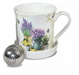 Čajový set levandule kolekce motýlci (Čajový set s motivem levandule a čajítkem na sypaný čaj. )
