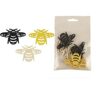 Dekorační dřevěné včely 6ks/bal mix druhů (Dřevěné dekorační včely balení 6ks, mix druhů. )