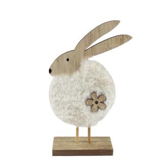 Dekorační zajíc s umělou kožešinou větší (Dekorace na postavení zajíček s umělou kožešinou. Rozměr 19x11x5cm.)