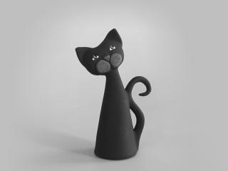Kočka malá popelka černá 17cm (Keramická figurka kočka v černém provedení, výška 17 cm.)