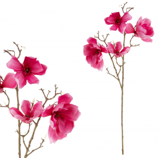 Magnolie 4 květy tm.růžová barva (Umělá květina magnolie, 4 květy, tmavě růžové provedení.)