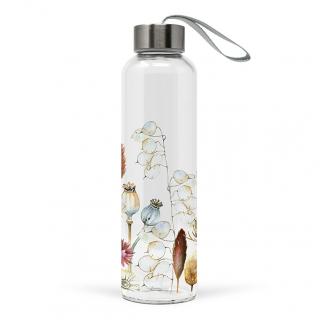 Skleněná láhev na vodu potpourri 550ml (Krásná skleněná láhev na vodu v květinovém potpourri provedení. Objem lahve je 550 ml.)