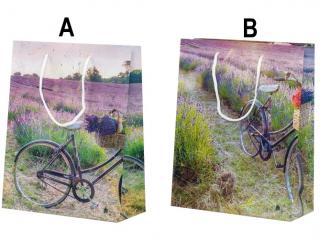Taška levandule s bicyklem 2 druhy menší,A není skladem (18 x 8,5 x 23 cm)