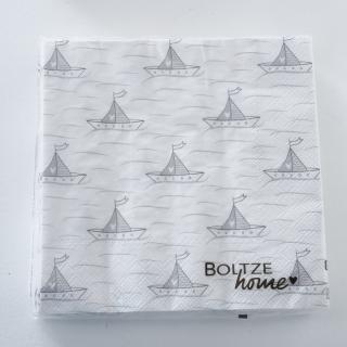 Ubrousky šedé loďky 20ks/bal papírové (Kvalitní papírové ubrousky s námořnickým motivem, 20ks/bal.)