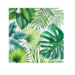Ubrousky tropické listy 3-vrstvé 20ks 33x33cm (Papírové 3-vrstvé ubrousky s motivem tropických listů. Rozměr 33x33cm(po rozložení). Balení 20ks.)