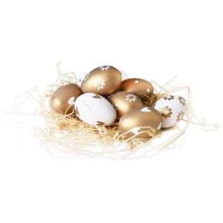 Vajíčka bílo-zlatá 18ks 3cm