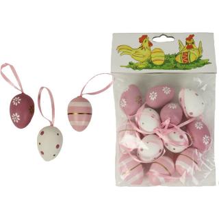 Vajíčka dekorační růžová 12ks/bal (Balení 12ks umělých dekoračních růžových vajíček. )