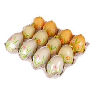 Vajíčka plastová malovaná  (Balení 12ks plastových malovaných vajíček. Rozměr 6x6x6cm.)