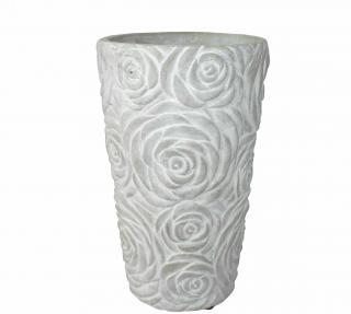 Váza reliéf růže v.24 cm (Váza z cementu s reliéfem růží. Výška vázy je 24 cm.)