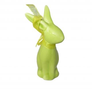Zajíc porcelánový zelený (Velikonoční figurka zajíc zelený se zelenou mašlí, rozměr 20 cm.)