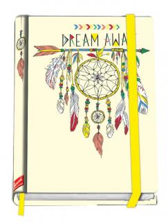 Zápisník lapač snů A6/96listů (Zápisník s motivem lapače snů a nápisem dream away ve světle béžovém provedení. Rozměr A6, 96 listů, s linkami. )