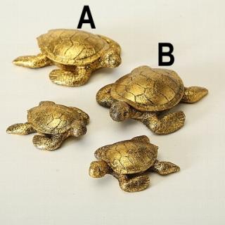Želva zlatá 11 cm 2 druhy (Dekorační figurka na postavení, želva zlatá. Mix druhů.)
