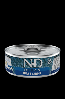 N&amp;D CAT OCEAN Adult Tuna &amp; Shrimps 80g