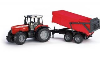 Bruder 2045 Traktor Massey Ferguson 7480 s přívěsem červený