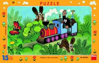 Deskové puzzle Dino 15 dílků - Krtek a lokomotiva