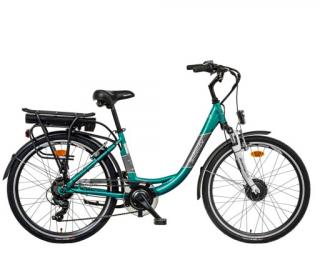 Liberty elektrokolo e-VIA 6 spd 26  přední motor, 36V/17,5Ah, 2024 tyrkysové, Přední vidlice Pevná