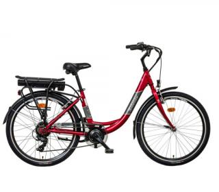 Liberty elektrokolo e-VIA 6 spd 26  zadní motor, 36V/10,4Ah, 2024 červené, Přední vidlice Pevná