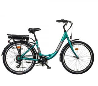 Liberty elektrokolo e-VIA 6 spd 26  zadní motor, 36V/17,5Ah, 2024 tyrkysové, Přední vidlice Pevná