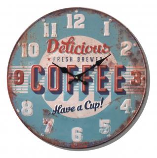 Nástěnné retro hodiny Coffee, průměr 40 cm