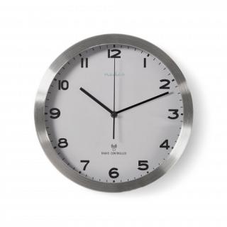Nedis Hliníkové nástěnné hodiny řízené rádiem, průměr 30 cm