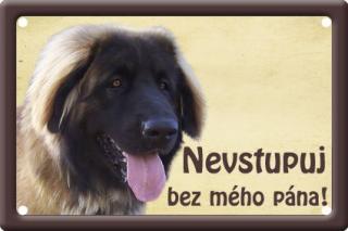 Plechová psí cedule, Leonberger, Nevstupuj bez mého pána!