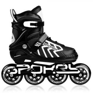 Spokey KHAN Kolečkové brusle, černo-bílé, ABEC7 Carbon, vel. 35-38