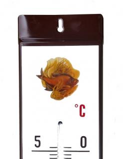 Venkovní teploměr smaltovaný, Hnědobílý 500x95 mm, Motiv cejn