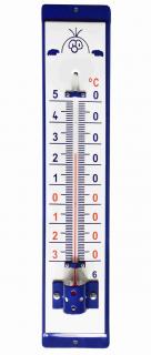 Venkovní teploměr smaltovaný, Modrobílý 500 x 95 mm, Krtek