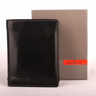 Černá pánská kožená luxusní peněženka Gianni Conti no. 707117 na výšku