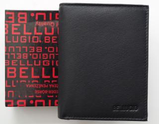 Černá pánská kožená peněženka BELLUGIO na výšku