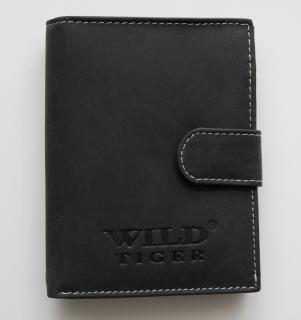 Černá pánská kožená peněženka Wild Tiger na výšku