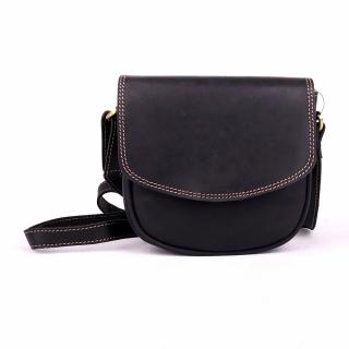 Černá pevná kožená crossbody kabelka HGL no. 962