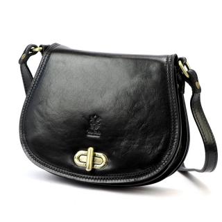 Černá středně velká kožená crossbody kabelka Florence no. 873