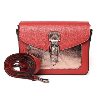 Červeno-zlatá pevná kožená crossbody kabelka / aktovka no. 822