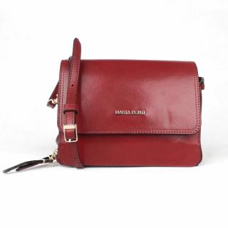 Dvouoddílová luxusní červená kožená crossbody kabelka Marta Ponti A10