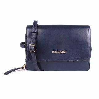 Dvouoddílová luxusní tmavěmodrá kožená crossbody kabelka Marta Ponti A10